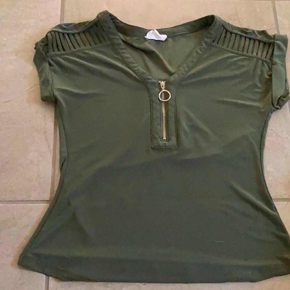 Green with a zipper top